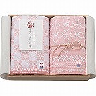 はんなり小紋　フェイスタオル２枚セット（木箱入）　ピンク
