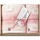 今治謹製　さくら紋織　桜染め　フェイス・ウォッシュタオルセット（木箱入）