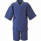 ちぢみ甚平　ブルーＬＬ
