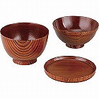 欅の重なる食器３点揃え　茶