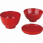 欅の重なる食器３点揃え　赤