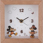 ディズニー　ウッドパーツクロック卓上　ミッキー＆ミニー