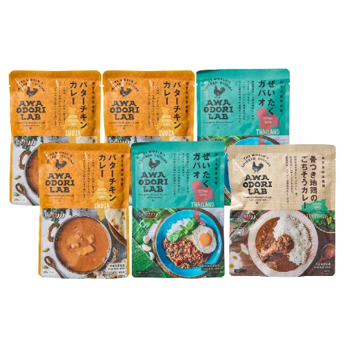 ＡＷＡＯＤＯＲＩ　ＬＡＢ　阿波尾鶏カレー＆ガパオセット　☆