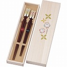 吉兆桐箱入　夫婦箸　　笑ふくろう