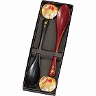 スプーン２本セット　黒・朱　春秋