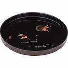 紀州塗　月とうさぎ　８寸丸盆　黒