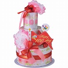 おむつｄｅケーキ　１００ＤＡＹ　ＭＥＭＯＲＹ　２段　ピンク