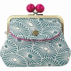 くろちく　ふくれ織り　親子がま口　浅葱色