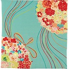 ちりめん風呂敷　薬玉青