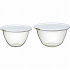 ハリオ　レンジフタ付耐熱ガラス製ボウル２個セット　ホワイト