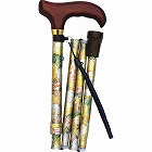 花柄折りたたみステッキ　花柄×ブラウン