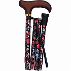 花柄折りたたみステッキ　花柄×ブラック