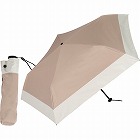 超軽量カーボン５本骨　晴雨兼用傘　バイカラー　ベージュ×オフ