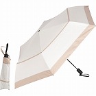 自動開閉晴雨兼用傘　超軽量カーボン　ボーダー　オフ×ベージュ